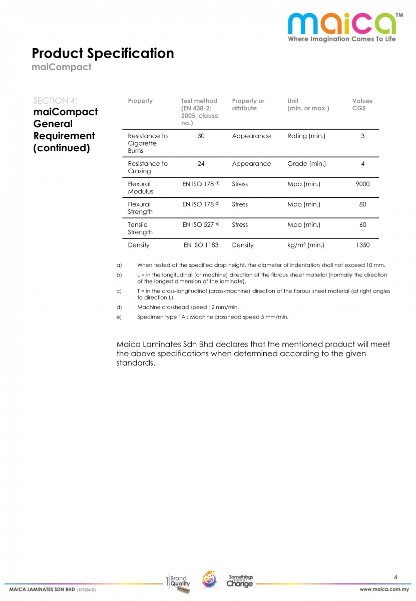 thong so ky thuat maica laminate